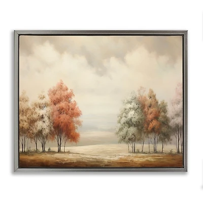 Autumn Trees Silver Framed Canvas Art Print