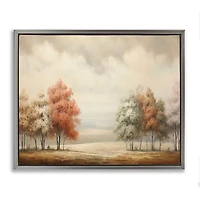 Autumn Trees Silver Framed Canvas Art Print