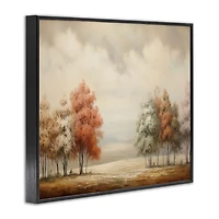 Muted Autumn Treeline Black Framed Print