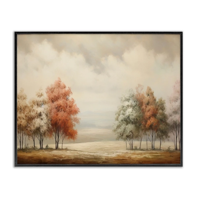 Muted Autumn Treeline Black Framed Print
