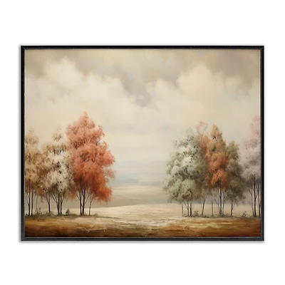 Muted Autumn Treeline Black Framed Print