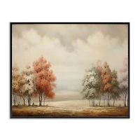 Muted Autumn Treeline Black Framed Print