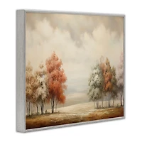 Muted Autumn Treeline Gray Framed Print