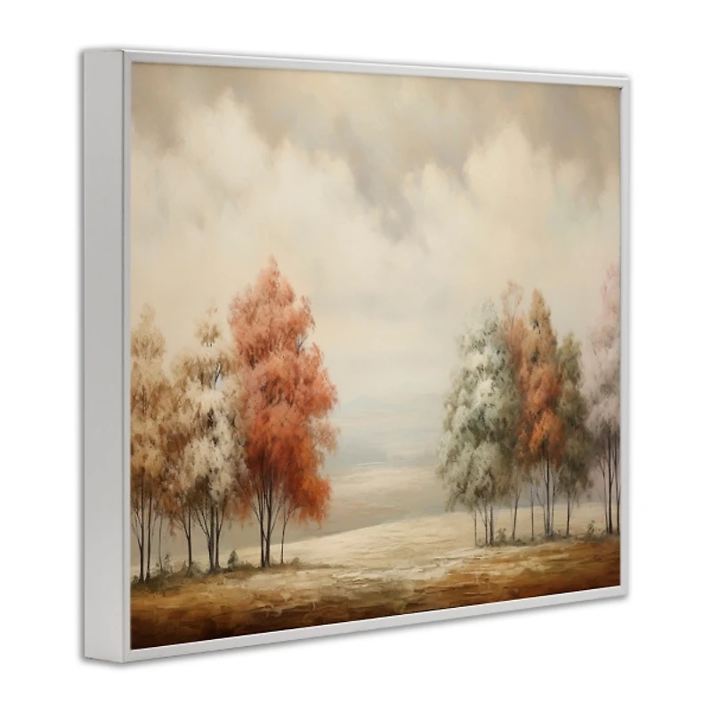 Muted Autumn Treeline Silver Framed Print