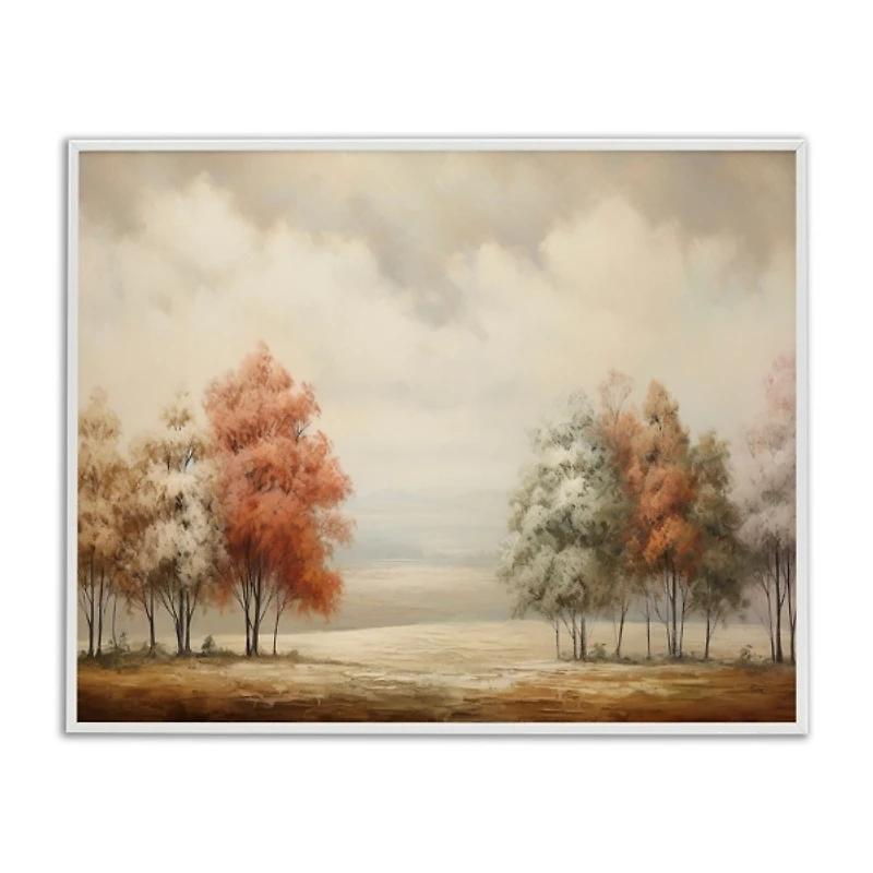 Muted Autumn Treeline Silver Framed Print