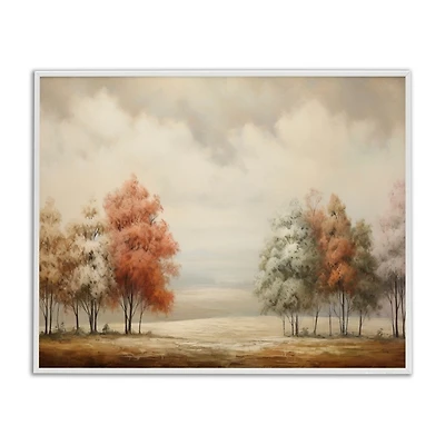 Muted Autumn Treeline Silver Framed Print