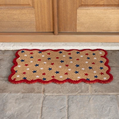 Red White & Blue Stars Scalloped Doormat