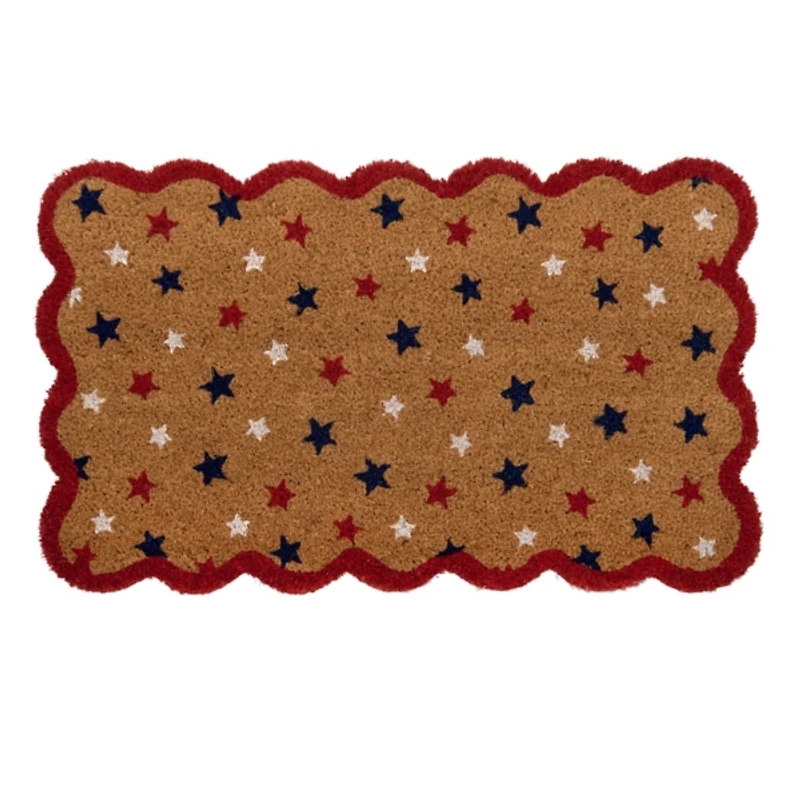 Red White & Blue Stars Scalloped Doormat