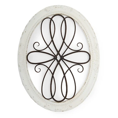 Oval Evangeline Wood and Metal Wall Plaque
