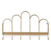 Gold Metal Arched Hooks Wall Shelf