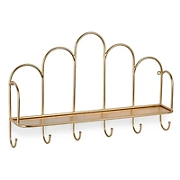 Gold Metal Arched Hooks Wall Shelf