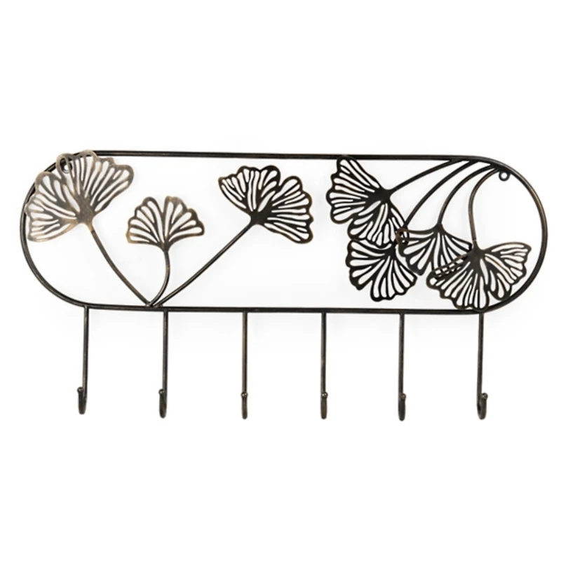 Silver Metal Botanical Wall Hooks