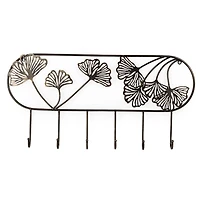 Silver Metal Botanical Wall Hooks
