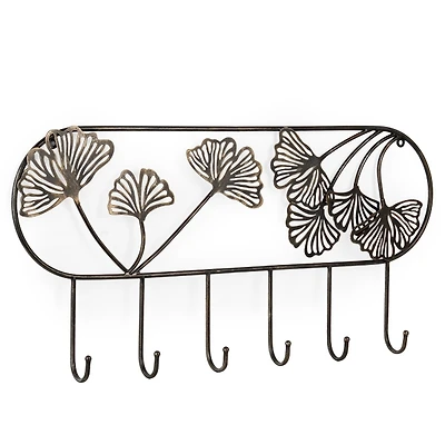 Silver Metal Botanical Wall Hooks