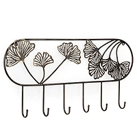 Silver Metal Botanical Wall Hooks