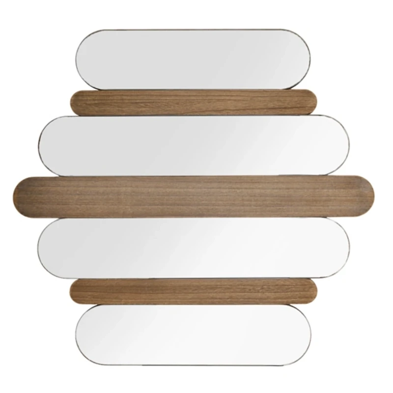 Mirror and Wood Plank Wall Plaque