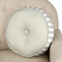 Round Green Striped Outdoor Pillow