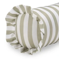 Green Striped Outdoor Bolster Pillow