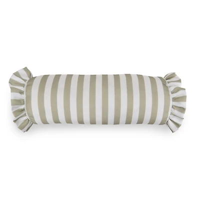 Green Striped Outdoor Bolster Pillow