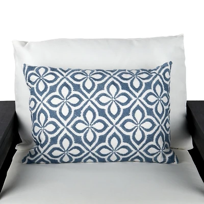 Embroidered Floral Outdoor Lumbar Pillow
