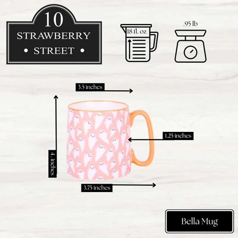 Bella Pink Ghost Mugs, Set of 4