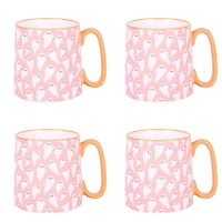 Bella Pink Ghost Mugs, Set of 4