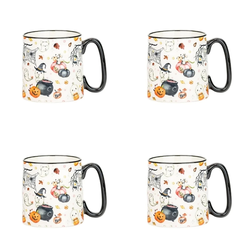 Pink Witchy Ghost Mugs, Set of 4