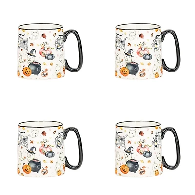 Pink Witchy Ghost Mugs, Set of 4