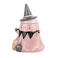 Pink Witchy Boo Halloween Cookie Jar