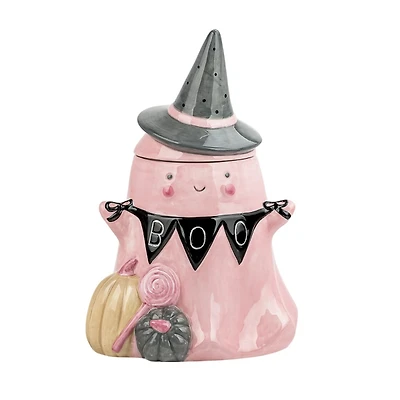 Pink Witchy Boo Halloween Cookie Jar