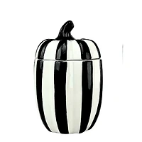 Black and White Striped Gourd Canisters, Set of 2