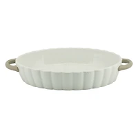 White Stoneware Pumpkin Patch Bakers, Set of 2