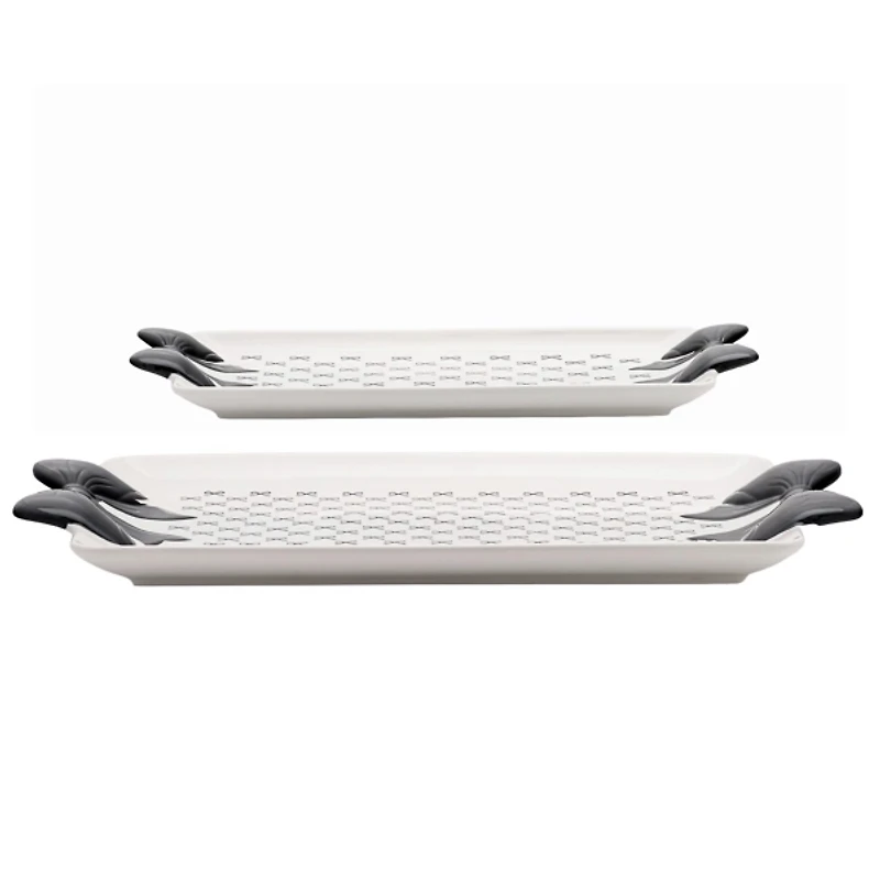 Black and White Large Bow Serving Trays, Set of 2