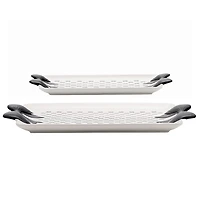 Black and White Large Bow Serving Trays, Set of 2
