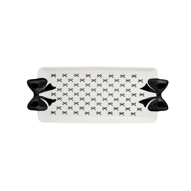 Black and White Large Bow Serving Trays, Set of 2