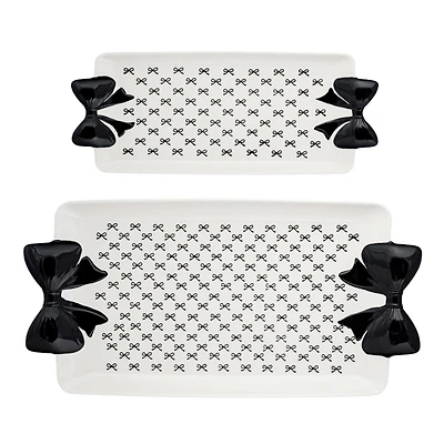 Black and White Large Bow Serving Trays, Set of 2