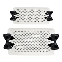 Black and White Large Bow Serving Trays, Set of 2