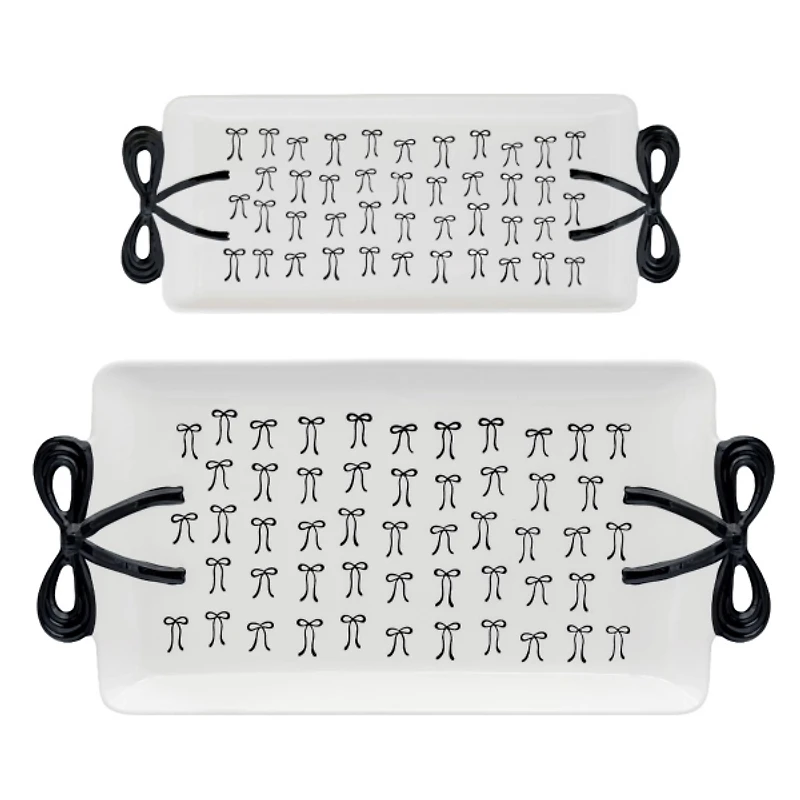 Black and White Bow Serving Trays, Set of 2