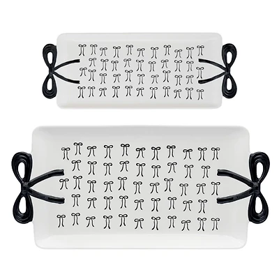 Black and White Bow Serving Trays, Set of 2