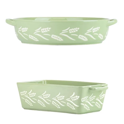 Sage Harvest Wheat Baking Dishes, Set of 2