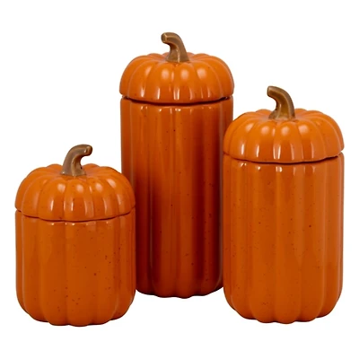 Orange Graduated Pumpkin Canisters, Set of 3
