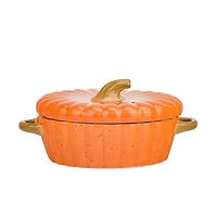 Round Orange Pumpkin Casserole Dishes, Set of 2
