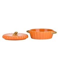 Round Orange Pumpkin Casserole Dishes, Set of 2