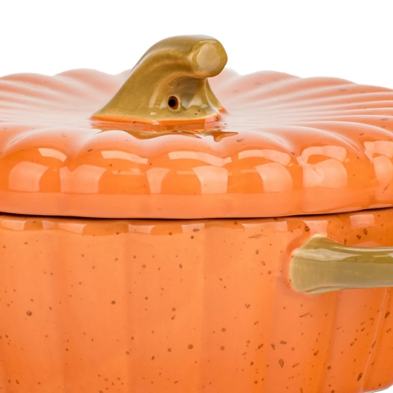Round Orange Pumpkin Casserole Dishes, Set of 2