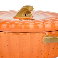 Round Orange Pumpkin Casserole Dishes, Set of 2