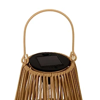 Natural Faux Rattan Hanging Solar Lantern