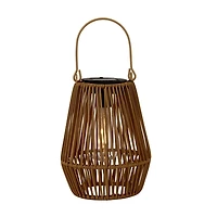 Natural Faux Rattan Hanging Solar Lantern