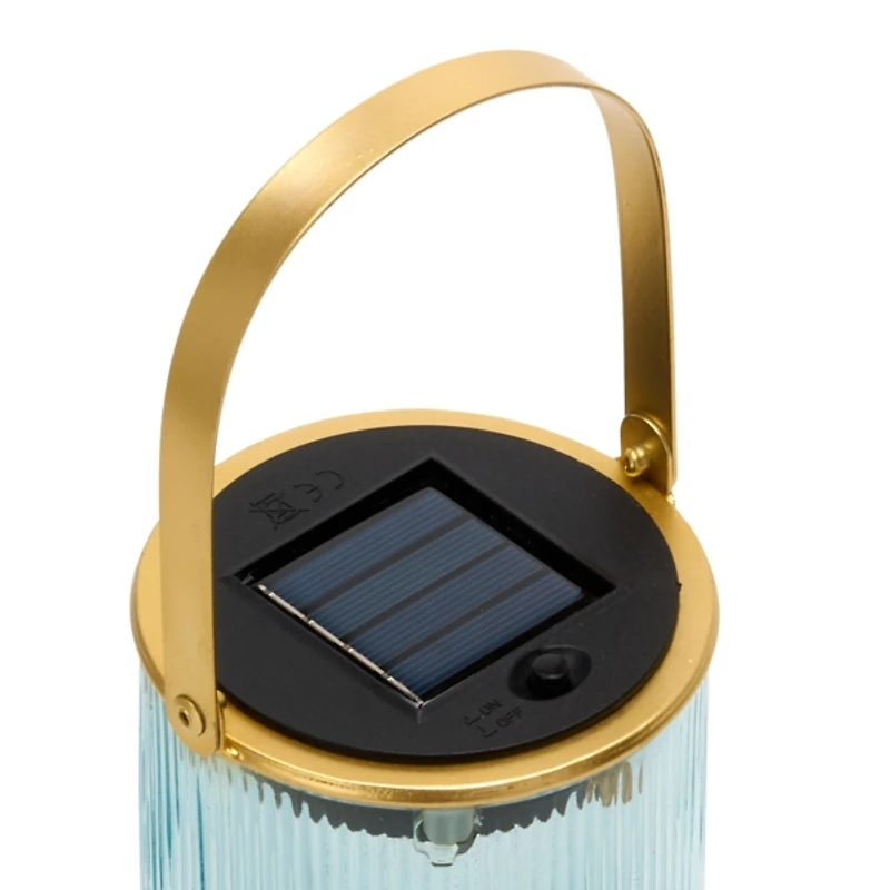 Blue Glass Solar Lantern