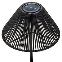 Black Rattan & Metal Solar Lamp
