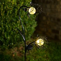 Black Metal Lotus Flower Solar Stake